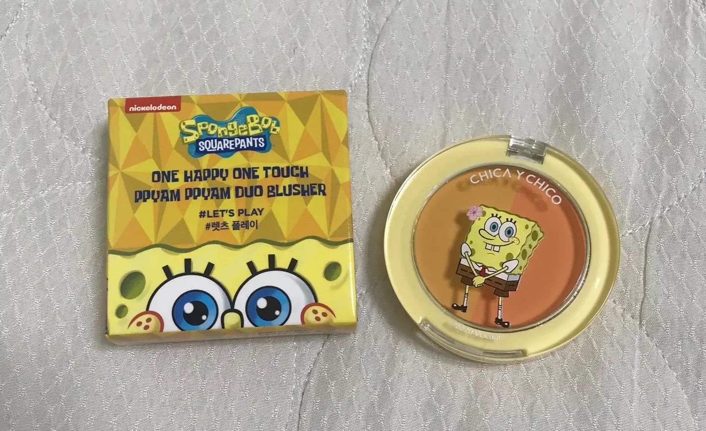 스폰지밥 원 해피 원터치 뺨뺨 듀오 블러셔 [렛츠 플레이]