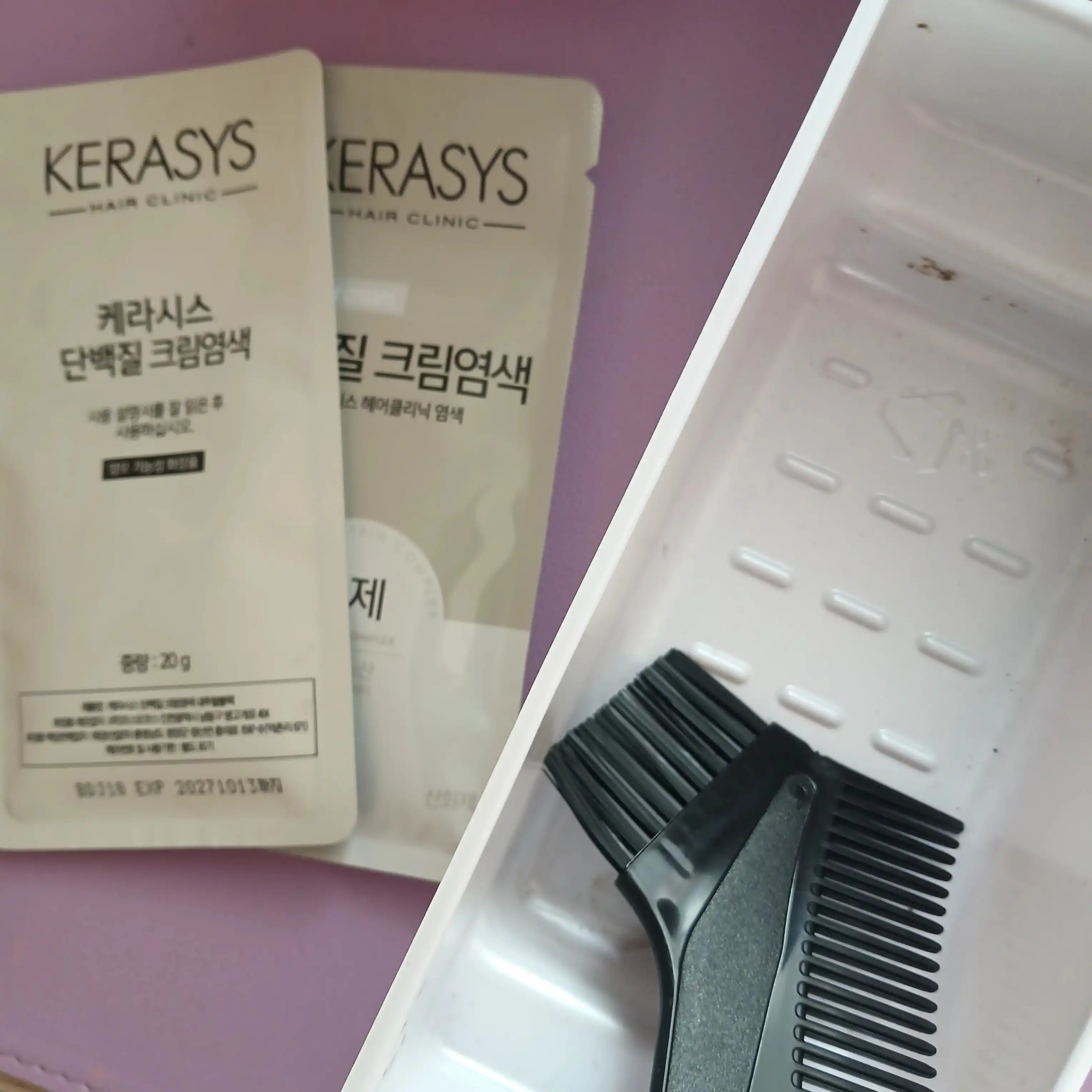 언니의파우치 리뷰 이미지 4 - [단백질 크림 염색 [네추럴 블랙]]