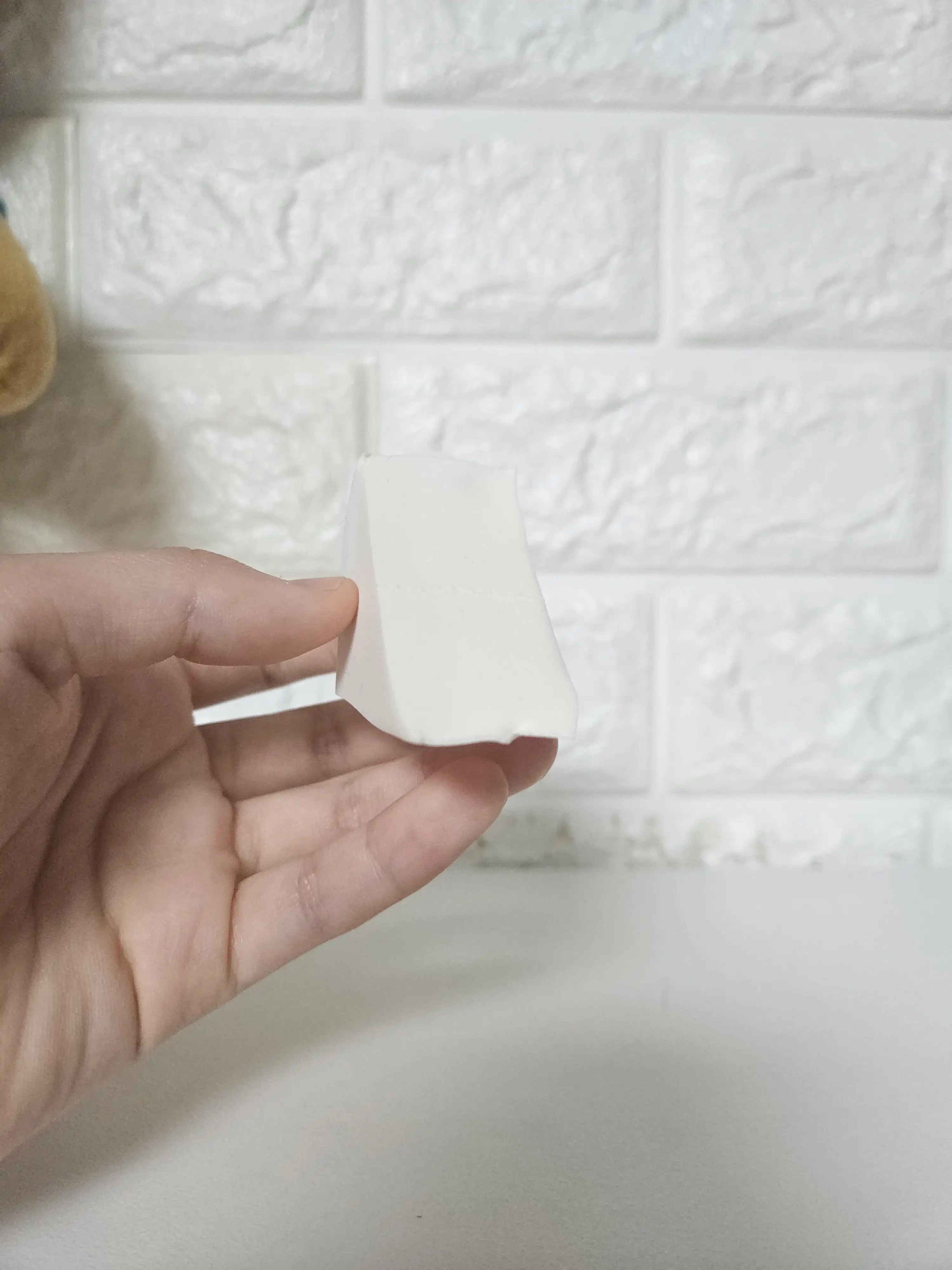 언니의파우치 리뷰 이미지 - [PU 삼각형 웨지퍼프]